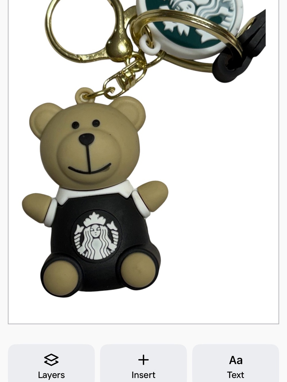 Starbucks Tan Bear Keychain/ Wristlet Accessory with Black Outfit
